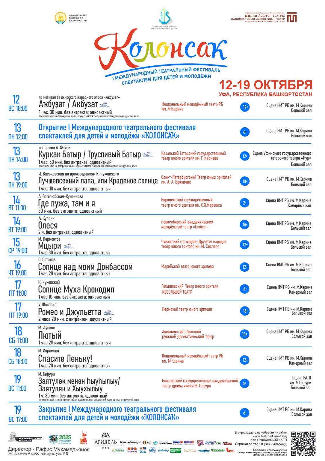 Программа I Международного театрального фестиваля «Колонсак»