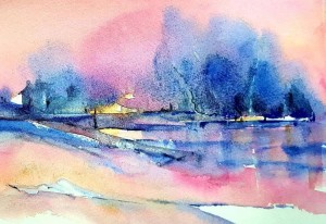 Мастер-класс «Пейзаж» в технике акварель по-мокрому