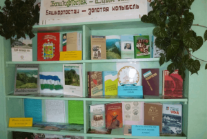 Оформление в библиотеке экспозиции, посвящённой Года полезных дел для малой родины РБ.