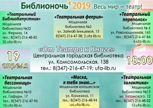Программа акции «Библионочь – 2019» в библиотеках Уфы