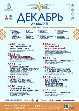 План мероприятий Национального музея РБ на декабрь 2025 г.