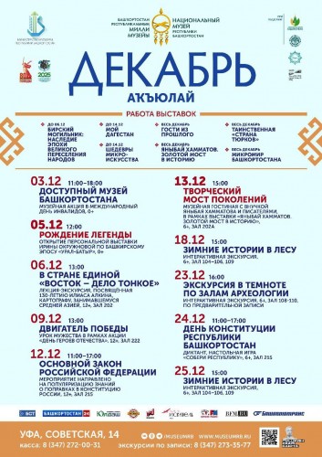 План мероприятий Национального музея РБ на декабрь 2025 г.
